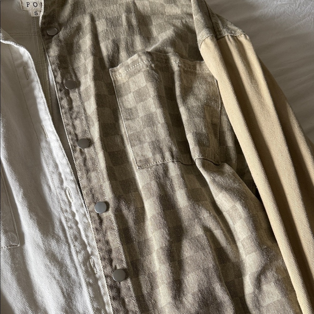 Pol Patchwork Oversized Button-Up Jacket In White… - image 3